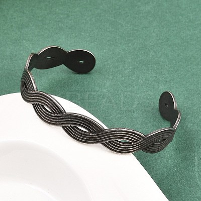 316 Surgical Stainless Steel Braided Wave Cuff Bangles BJEW-C125-02AS-1