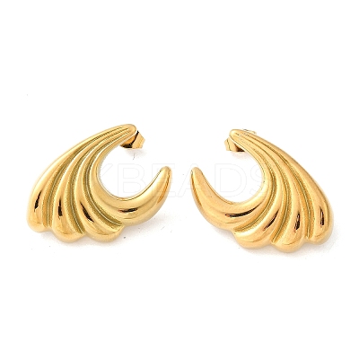 304 Stainless Steel Sea Wave Stud Earrings EJEW-M073-07G-02-1
