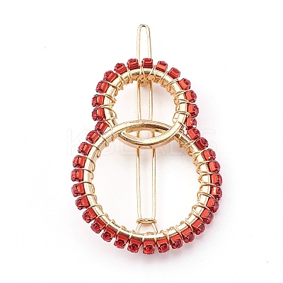 Alloy Hollow Geometric Gemstone Beads Hair Barrettes PHAR-JH00075-01-1