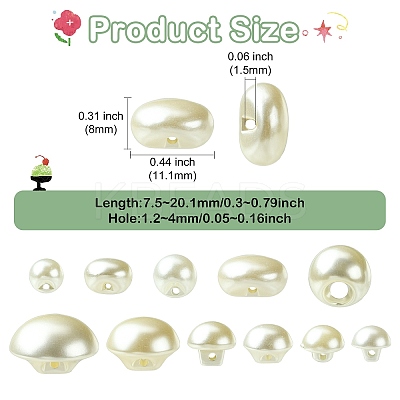 About 660 Pcs 330G 11 Styles 1-Hole ABS Plastic Imitation Pearl Buttons BUTT-CJ0001-08-1