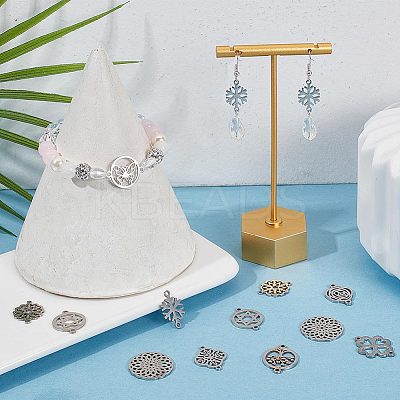 20Pcs 10 Styles Stainless Steel Connector Charms FIND-SC0004-70-1