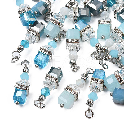 Faceted Transparent Glass Charms GLAA-Q026-08-1