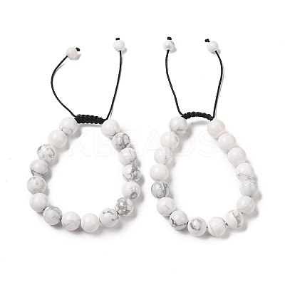 10mm Round Natural Howlite Braided Bead Bracelets BJEW-C067-01C-08-1