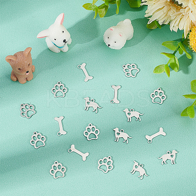 30Pcs 3 Style 304 & 201 Stainless Steel Pendants STAS-AR0001-82-1
