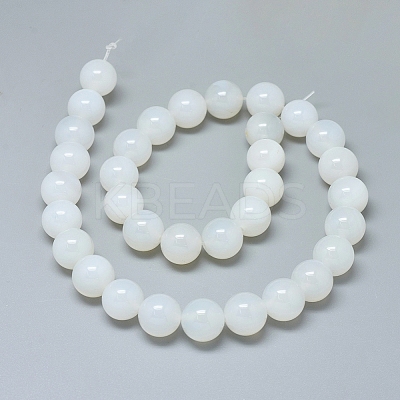 Natural White Agate Beads Strands G-D0005-27-12mm-1