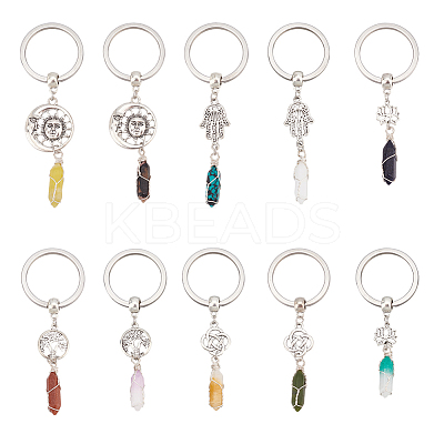 Bullet Natural & Synthetic Gemstone Pendant Keychain KEYC-AB00011-1