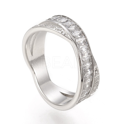 304 Stainless Steel Criss Cross Rings RJEW-H129-05P-1