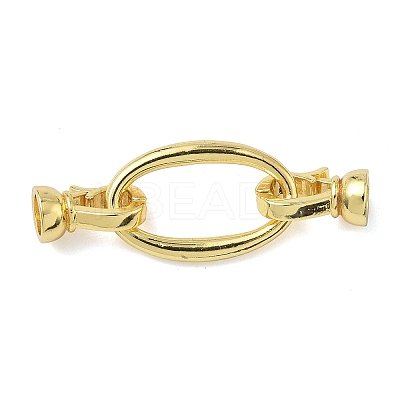 Oval Brass Fold Over Clasps KK-Z143-13G-1