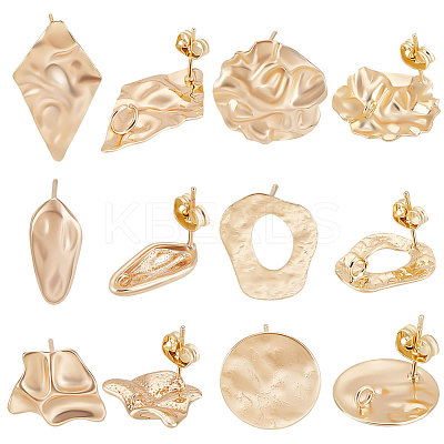 12Pcs 6 Style Brass Stud Earring Findings KK-BBC0007-01-1