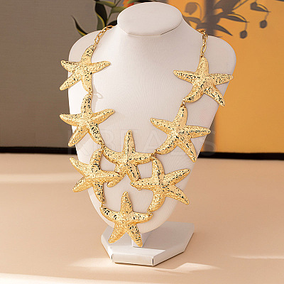 Starfish Alloy Statement Bib Necklaces FS-WG187D0-01-1