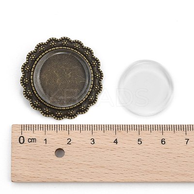 25mm Transparent Glass Cabochons and Vintage Alloy Flower Brooch Cabochon Bezel Settings DIY-X0189-AB-NF-1