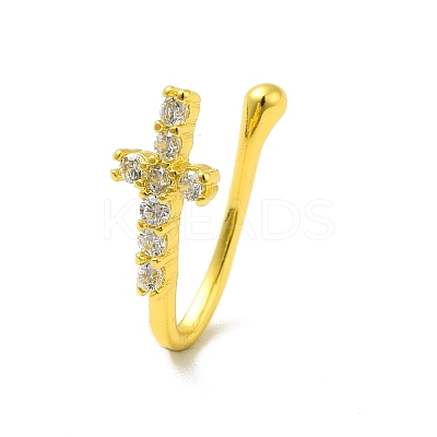 Clear Cubic Zirconia Cross Clip on Nose Rings LS-AJEW-F059-11G-1