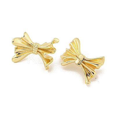 Bowknot Rack Plated Brass Stud Earrings for Women EJEW-Z051-06G-1
