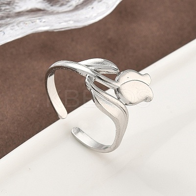 304 Stainless Steel Open Cuff Rings for Women RJEW-A079-12C-P-1