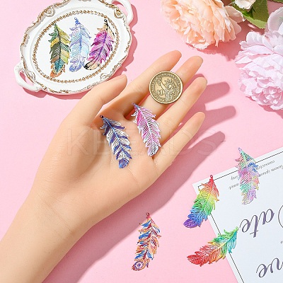 9Pcs 9 Colors Ion Plating(IP) 201 Stainless Steel Filigree Pendants STAS-YW0002-55-1