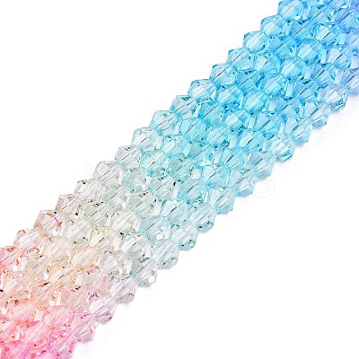 Gradient Color Baking Paint Glass Bead Strands DGLA-A039-T6mm-A08-1