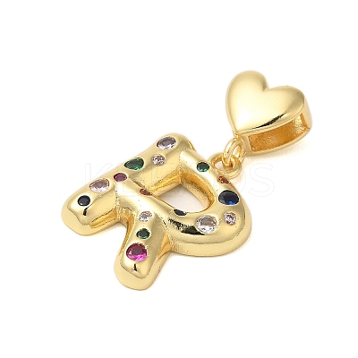 Rack Plating Brass Micro Pave Clear Cubic Zirconia Perdants KK-C067-12G-R-1