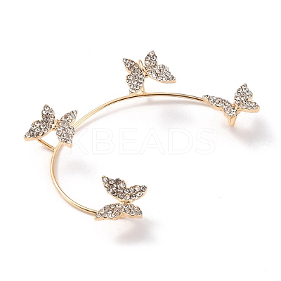 Butterfly Crystal Rhinestone Cuff Earrings for Girl Women Gift EJEW-F275-02A-G-1