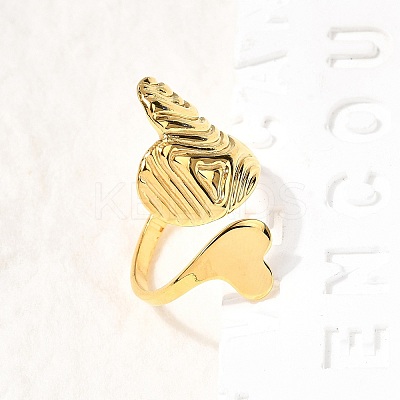 304 Stainless Steel Heart Cuff Rings for Women RJEW-Z110-02G-1