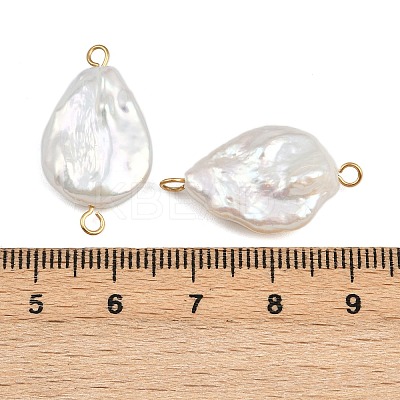 Natural Freshwater Pearl Keshi Pearl Teardrop Connector Charms STAS-D378-15G-1