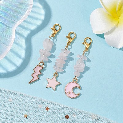 3Pcs 3 Styles Alloy Enamel Pendants Decoraiton HJEW-JM01655-1