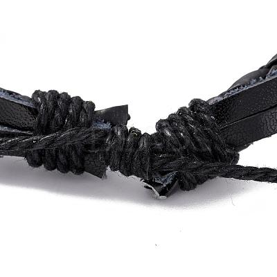 Adjustable Casual Unisex Zinc Alloy and Braided Leather Multi-strand Bracelets BJEW-BB15639-B-1