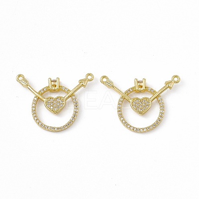 Brass Micro Pave Clear Cubic Zirconia 2-Loop Pendants KK-E068-VC023-1