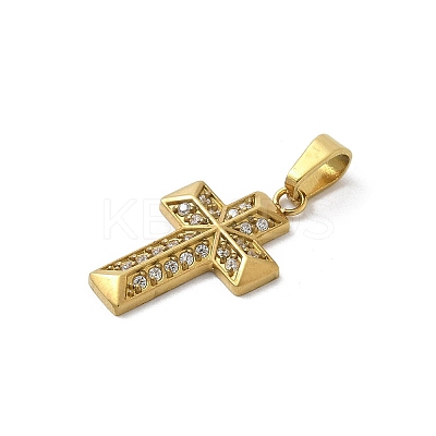 Ion Plating(IP) 304 Stainless Steel Micro Pave Cubic Zirconia Pendants STAS-Z107-08G-15-1