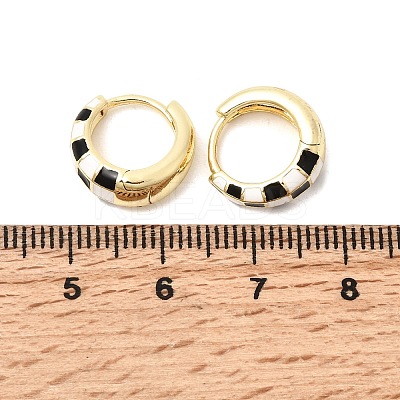 Tartan Pattern Brass Enamel Hoop Earrings for Women LS-EJEW-G460-01G-1