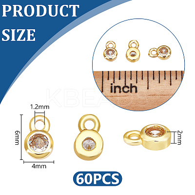 60Pcs Brass Micro Pave Cubic Zirconia Charms KK-UN0006-83G-1