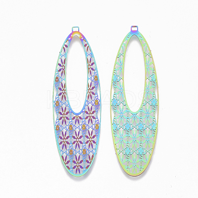Ion Plating(IP) 304 Stainless Steel Filigree Big Pendants X-STAS-S108-82-1