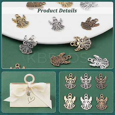 120PCS 3Colors Angel Tibetan Style Alloy Pendants TIBEP-PH0001-66-1