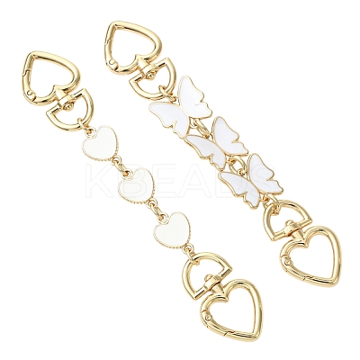 2Pcs 2 Styles Alloy Enamel Heart Butterfly Link Chain Bag Extender Chains FIND-YW0008-10A-1