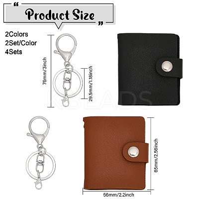 4 Sest 2 Colors 2 Inch Leather Cover Mini Photocard Holder Book AJEW-CA0003-95-1