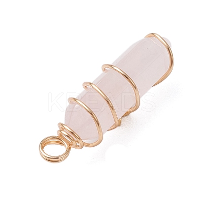 2Pcs 2 Styles Natural Rose Quartz Double Terminated Pointed Pendants PALLOY-JF03122-03-1