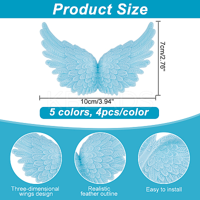 24Pcs 6 Colors Plastic Angel Wings Ornament DIY-AR0002-99A-1
