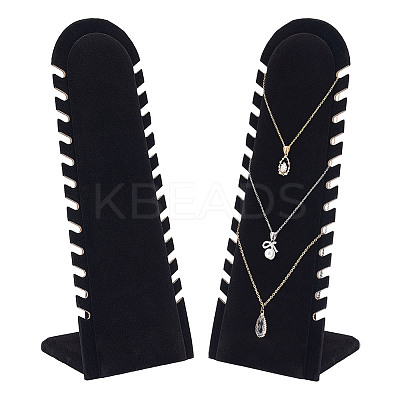 Wood Covered with Velvet Slant Back Necklace Display Stands EDIS-WH0016-059-1