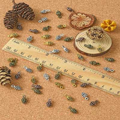 48Pcs 4 Colors Tibetan Style Alloy Pendants TIBEP-YW0001-80-1