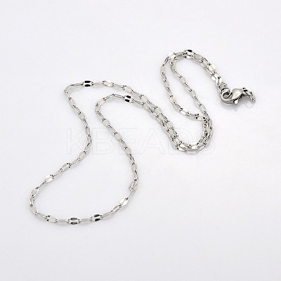 Tarnish Resistant 304 Stainless Steel Dapped Cable Chain Necklaces for Men STAS-O050-04P-1