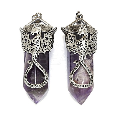 Natural Amethyst Faceted Pointed Bullet Big Pendants G-Q165-02AS-01-1