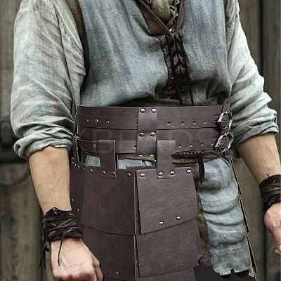 Medieval PU Imitation Leather Thigh Waist Armor AJEW-WH20054-091B-1