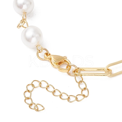 2Pcs 2 Styles Bowknot Aluminium Twisted Curb Chains Bracelet & Brass Paperclip & Shell Pearl Chains Bracelet Set for Women BJEW-JB11601-1