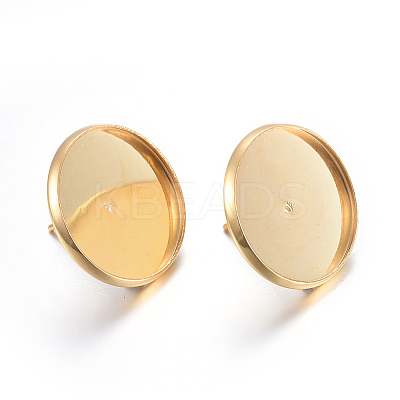 Flat Round 304 Stainless Steel Stud Earring Settings STAS-I323-8mm-G01-1