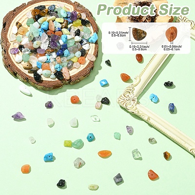 210g 14 Styles Natural Mixed Gemstone Chip Beads and 15g Opaque Glass Chip Beads Kits G-YW0002-37-1