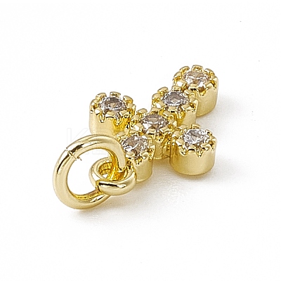 Brass Micro Pave Clear Cubic Zirconia Charms ZIRC-F132-63G-1