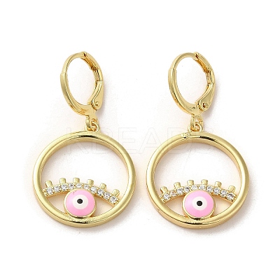 Evil Eye Real 18K Gold Plated Brass Dangle Leverback Earrings EJEW-Q797-09G-05-1