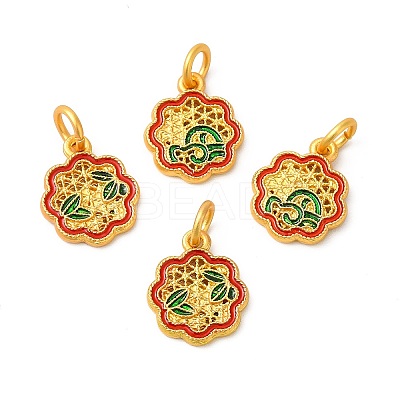 Rack Plating Alloy Enamel Pendants with Jump Ring ENAM-M048-18MG-1