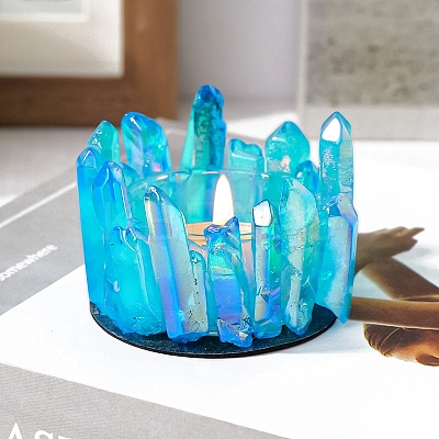 Electroplated Natural Quartz Crystal Candle Holder PW-WG59F09-06-1