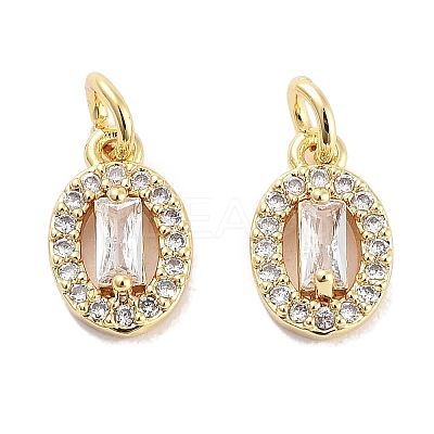 Brass Micro Pave Cubic Zirconia Charms KK-C051-04G-04-1