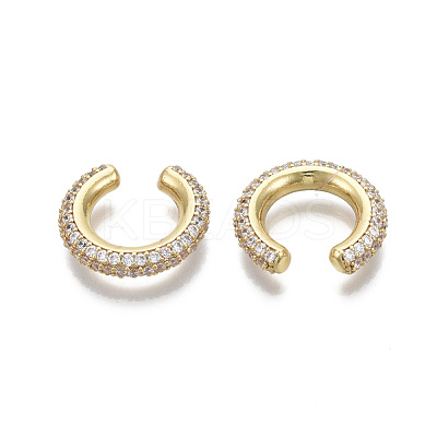 Brass Micro Pave Clear Cubic Zirconia Cuff Earrings X-EJEW-R114-026G-NF-1